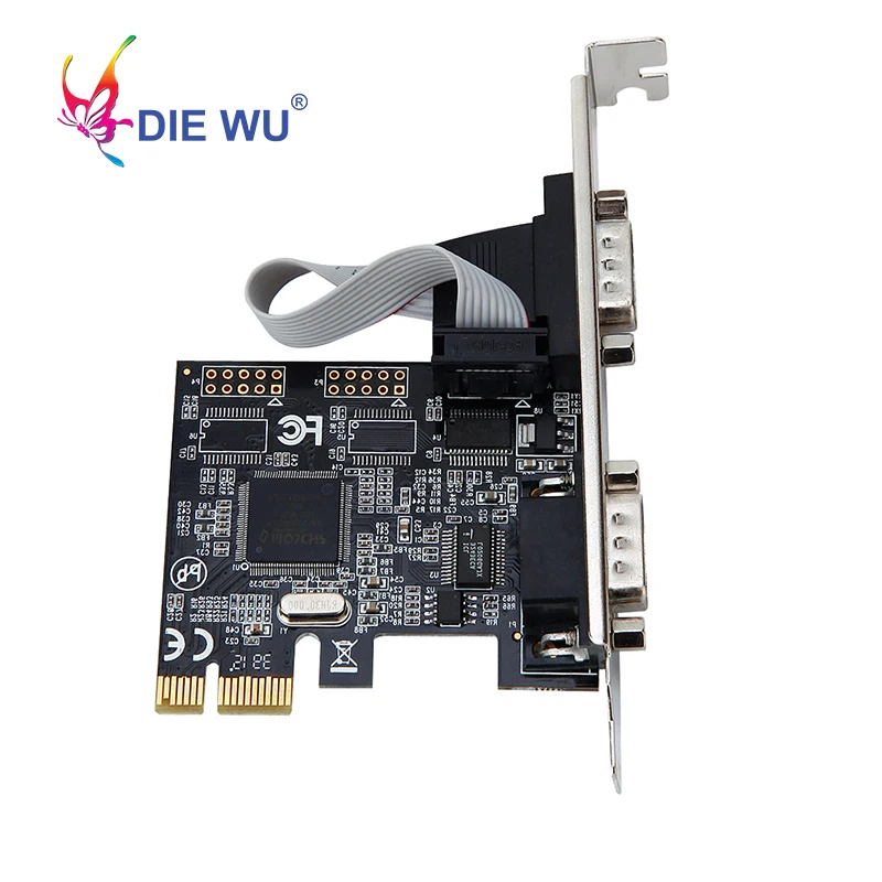 

Diewu PCI Express I/O card Dual Serial DB9 RS232 COM 2 Ports Controller Adapter riser Card Expansion card TXB068