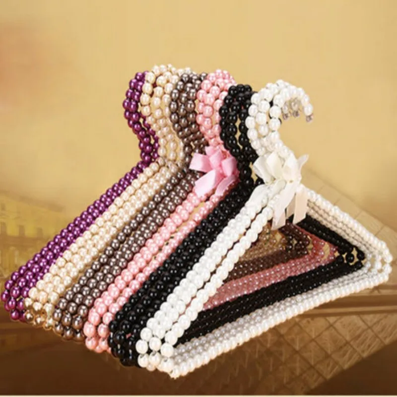 

4 Colors 10KG Weight Bearing Clothes Coat Trouser Plastic Pearl Bow Hanger Grip Holder Rack For Adult