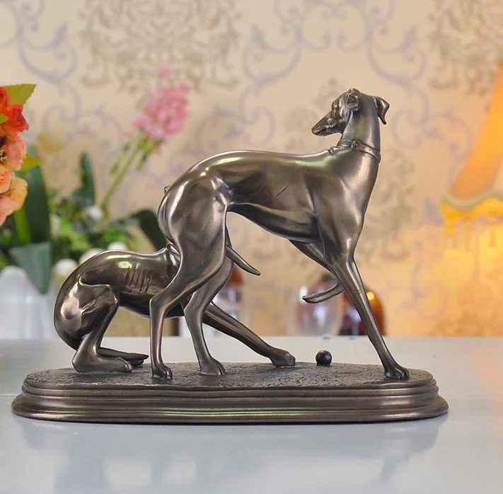 Handmade Greyhound Lovers figurka miedź żywica polowanie rzeźba w kształcie psa Art Present Pet Ornament do domu i dekoracje biurowe