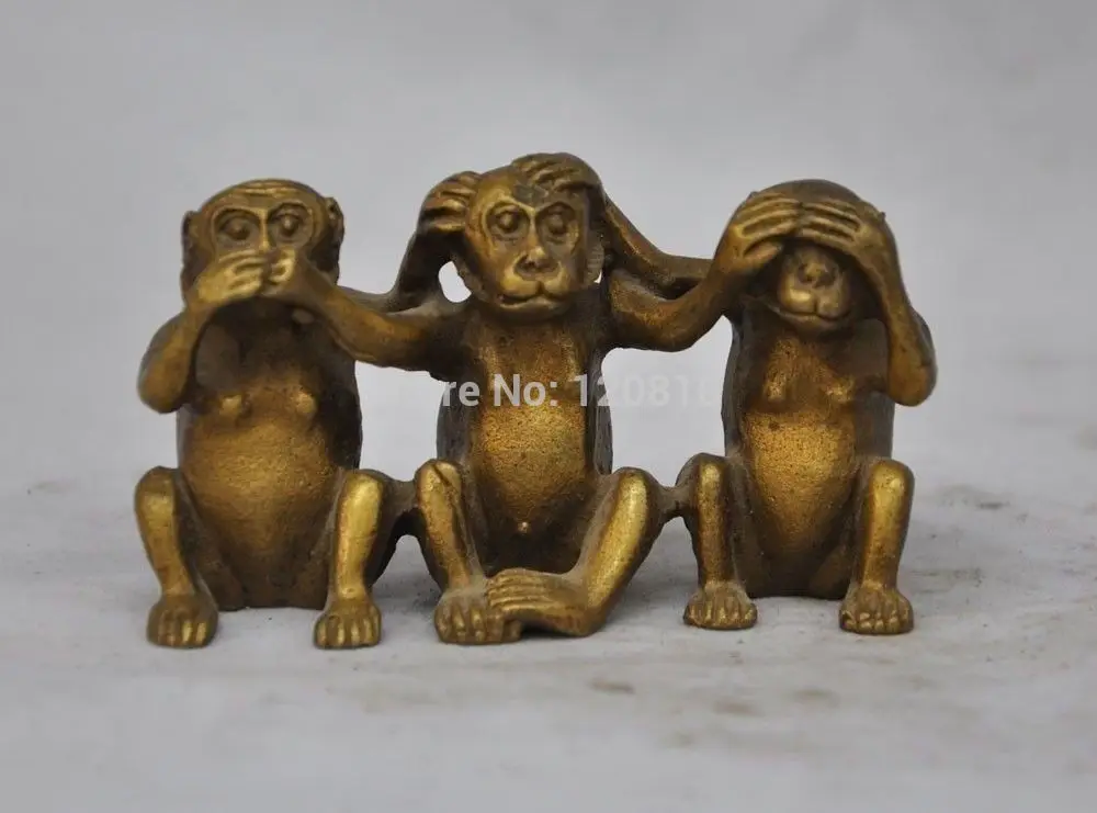 

superb collections Handwork Copper Engraved Monkey Brothers Statue