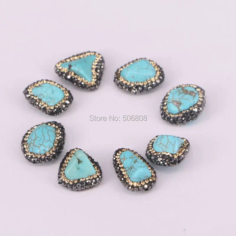12PCS Blue Howlite stone Connector Beads Spacer Connectors Pave Crystal Stone | Украшения и аксессуары