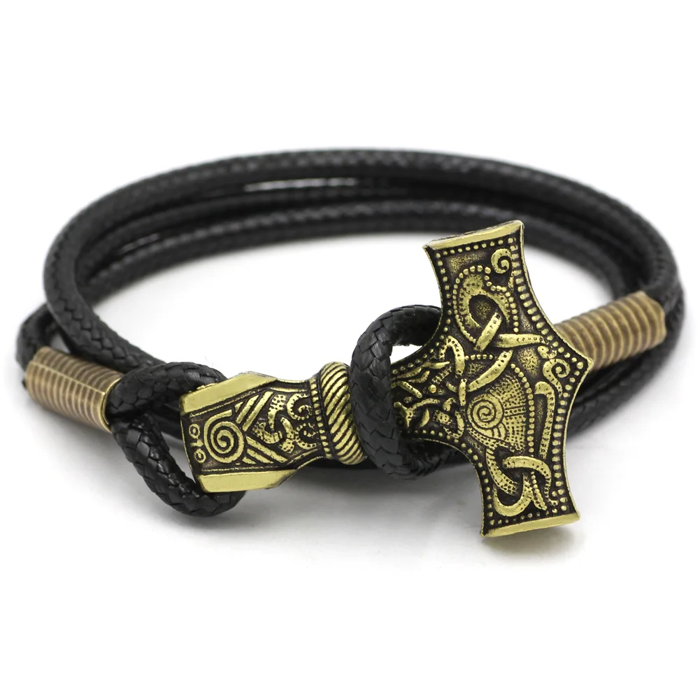 Jewelrywe Collana Uomo Con Ciondolo Thor Mjolnir | Martello Di Thor Retrò In Acciaio Inossidabile Nero | Gioiello Vichingo