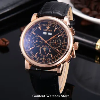 

42mm Ossna 316L stainless steel Rose Gold WATCH Automatic Movement for Men Black Dial