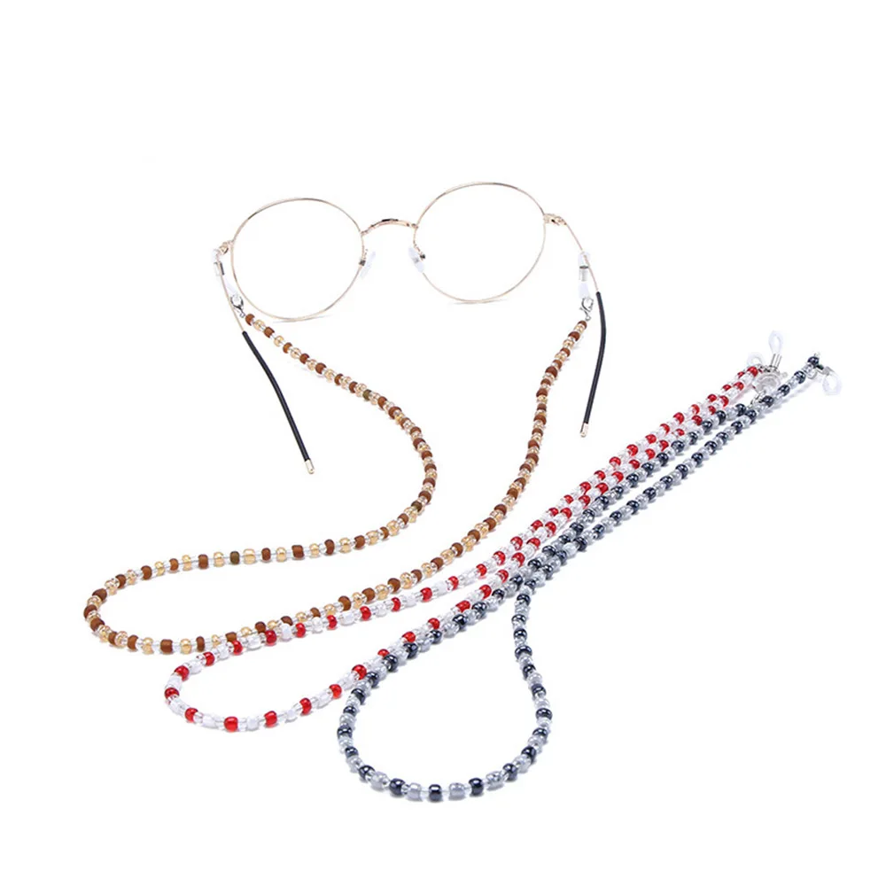 Модные шикарные женские Золотые Серебряные очки солнечные очки с цепочкой для чтения из бисера очки цепочка для очков шнур держатель для шеи ремень веревка