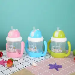 Детские чашки с героями мультфильмов, Детские тренировочные чашки, детские бутылки с молоком с ручкой, силиконовая трубочка, герметичные