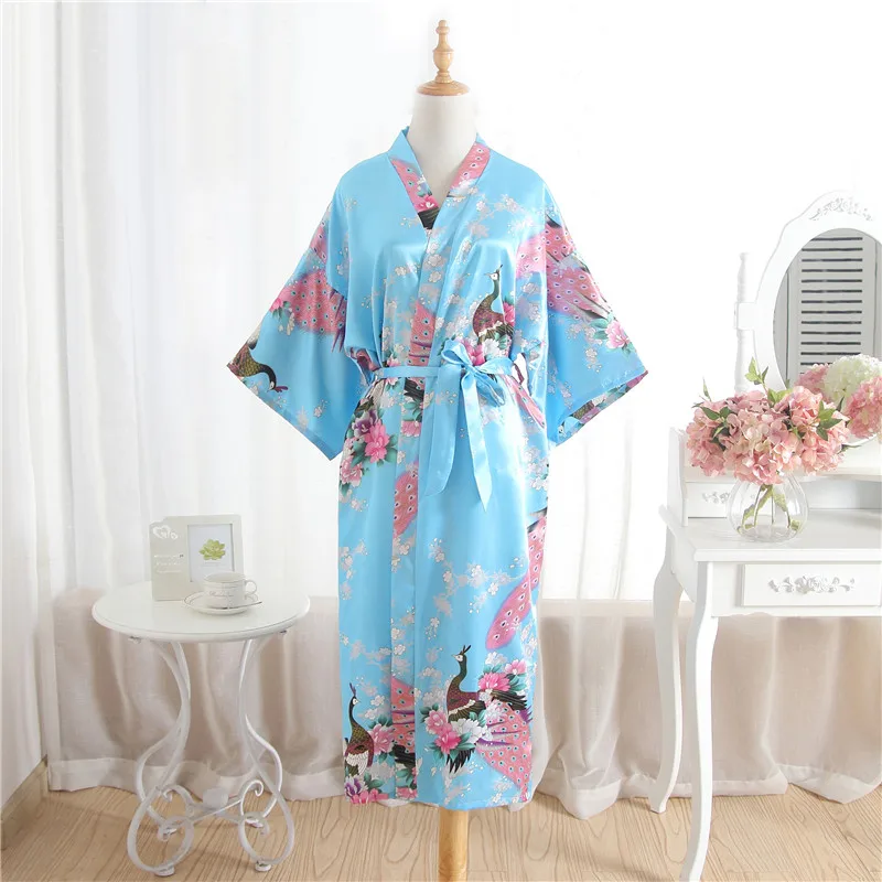 Большие размеры, женская одежда для свадьбы, невесты, подружки невесты, халат-кимоно, Розовое женское банное платье из искусственного шелка, ночная рубашка юката, пижамы, пижамы - Цвет: 15