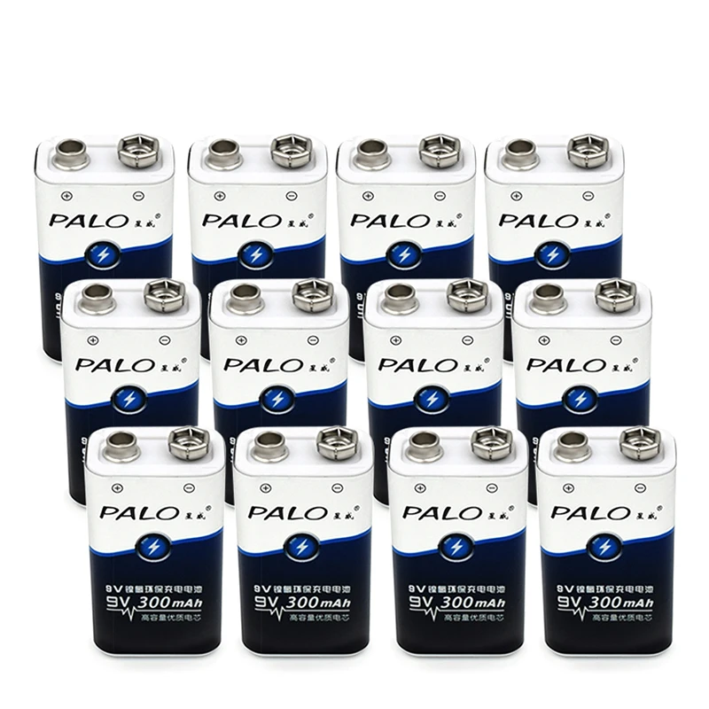 Vente Qualité supérieure 12 pièces 9 V 6LR61 6F22 006 p 9 V NI MH 300 mAh Rechageable Batteries Pour Nstruments 1.2 V batterie