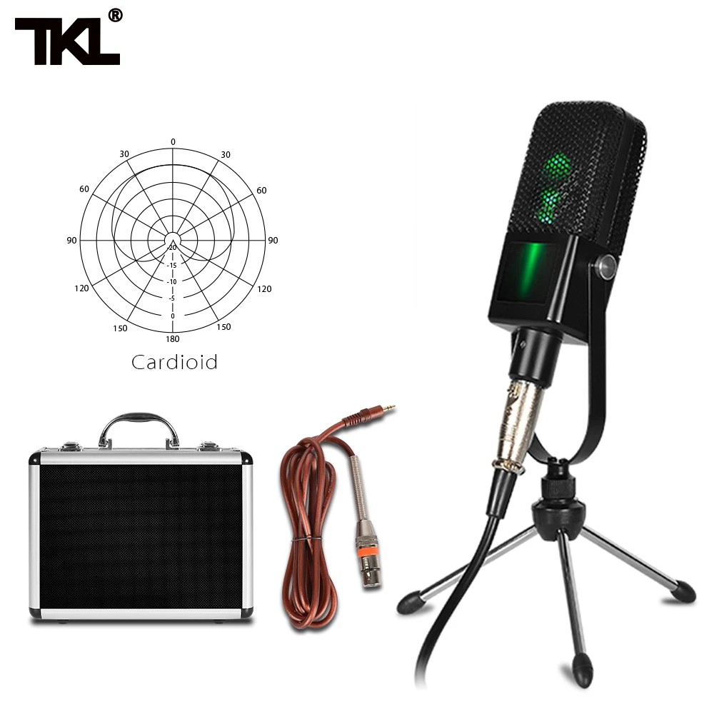 

TKL MC1 wire Microphone Condenser cardioid Large Vibrating Diaphragm Computer Recording Capacitance Set for radio karaoke