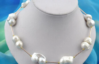 

HOT 003522 18" baroque white reborn keshi pearl necklace