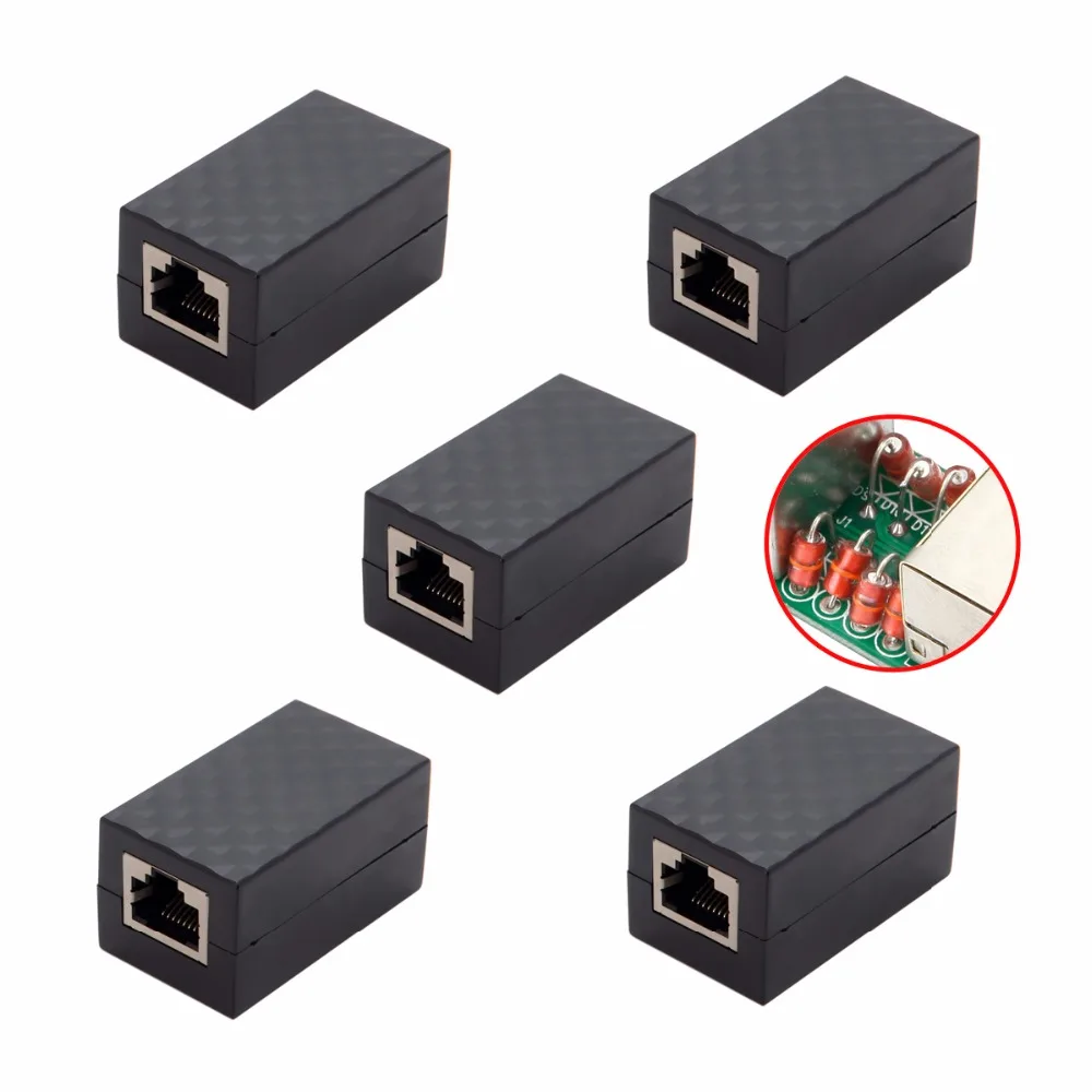 5 шт./лот Защита от молнии RJ45 UTP STP CAT6 CAT5e Женский сетевой адаптер Lan удлинитель