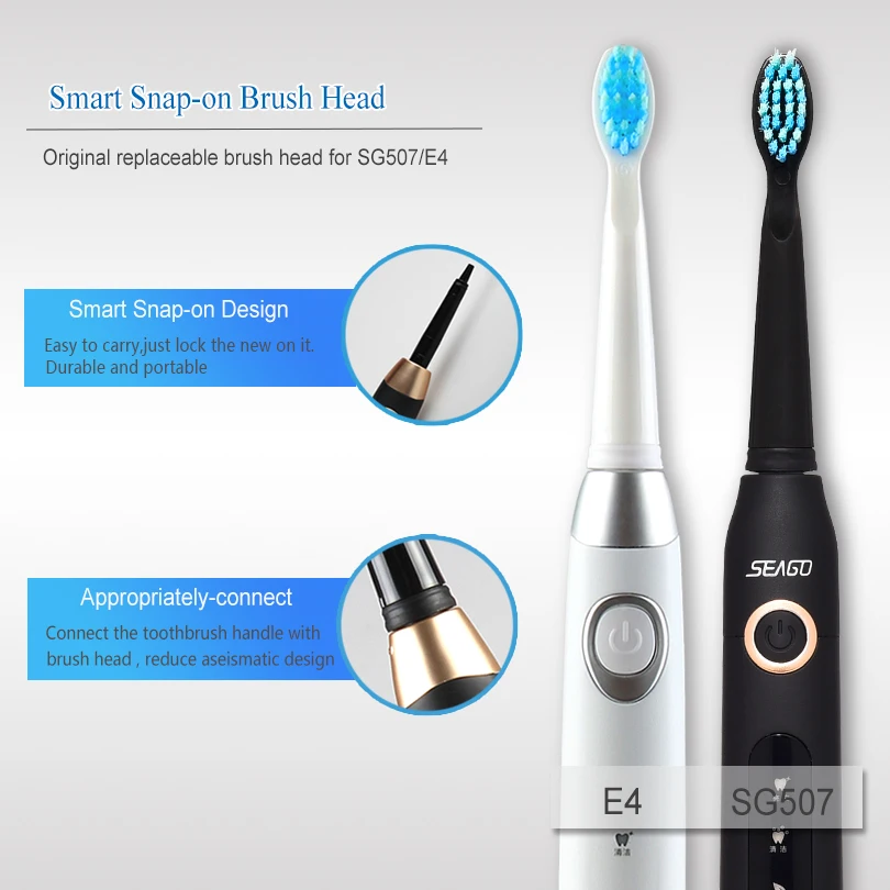 5pcs/lot Original Electric Toothbrush Head for SG507/E4/SG515/SG958 Soft Bristles Replaceable Brush Heads Deeply Cleaning BLACK