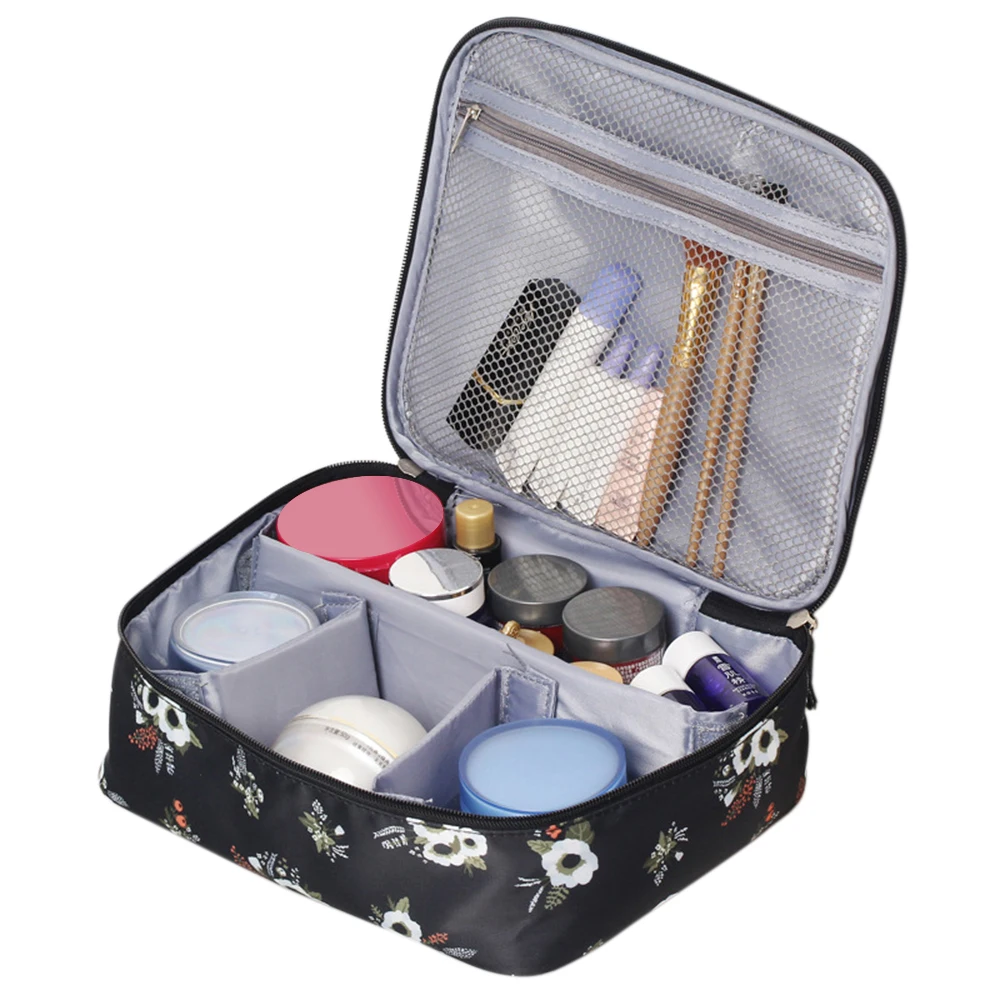 Portable Makeup Storage Bag Cosmetic Case Double Zipper Women Travel ...