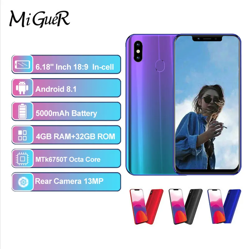 Смартфон MEIIGOO S9 6 18 &quotFHD Full Screen Face ID 5000 мАч 4 Гб ОЗУ 32 ПЗУ Android 8 1 Восьмиядерный MTK6750T 4G