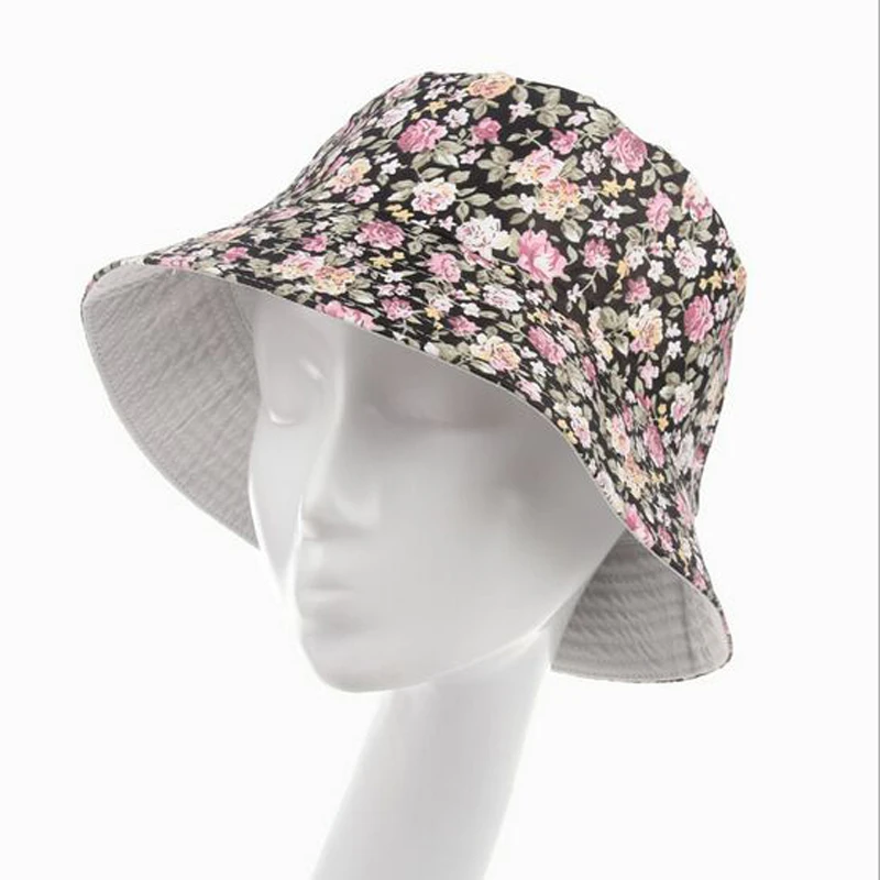 

Flowers Print Cute Chapeu Feminino Bucket Hat Women Summer Outdoor Sun Caps for Girls 10 Models for Choose