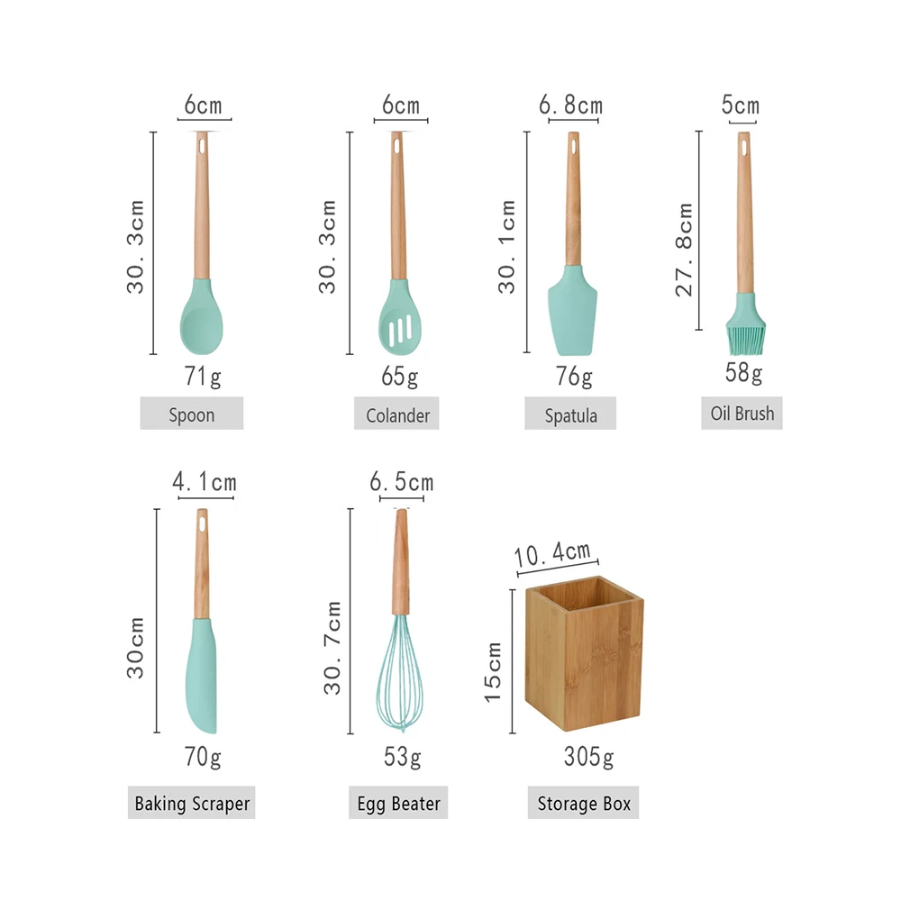 Фирменная силиконовая кухонная утварь для выпечки, набор для приготовления пищи, ложка, дуршлаг, лопатка, масляная щетка, скребок для выпечки, взбиватель яиц, кухонные инструменты