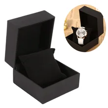 w Black PU Leather-based Watch Current Present Show Case Bracelet Bangle Jewellery Storage Field Organizador For Leather-based Watch Present Case