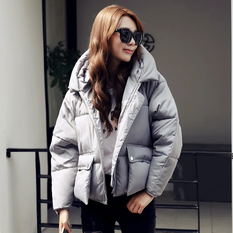 

2020 autumn and winter woman cotton-padded parkas large pocket with a hood wadded jackets for lady outerwear grey pink black xxl