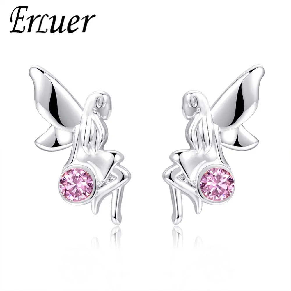 

ERLUER Trendy Stud Earring for Women Charm Angel Fairy Wedding Earrings Party Engagement Jewelry Girl Friendship Valentine Gift