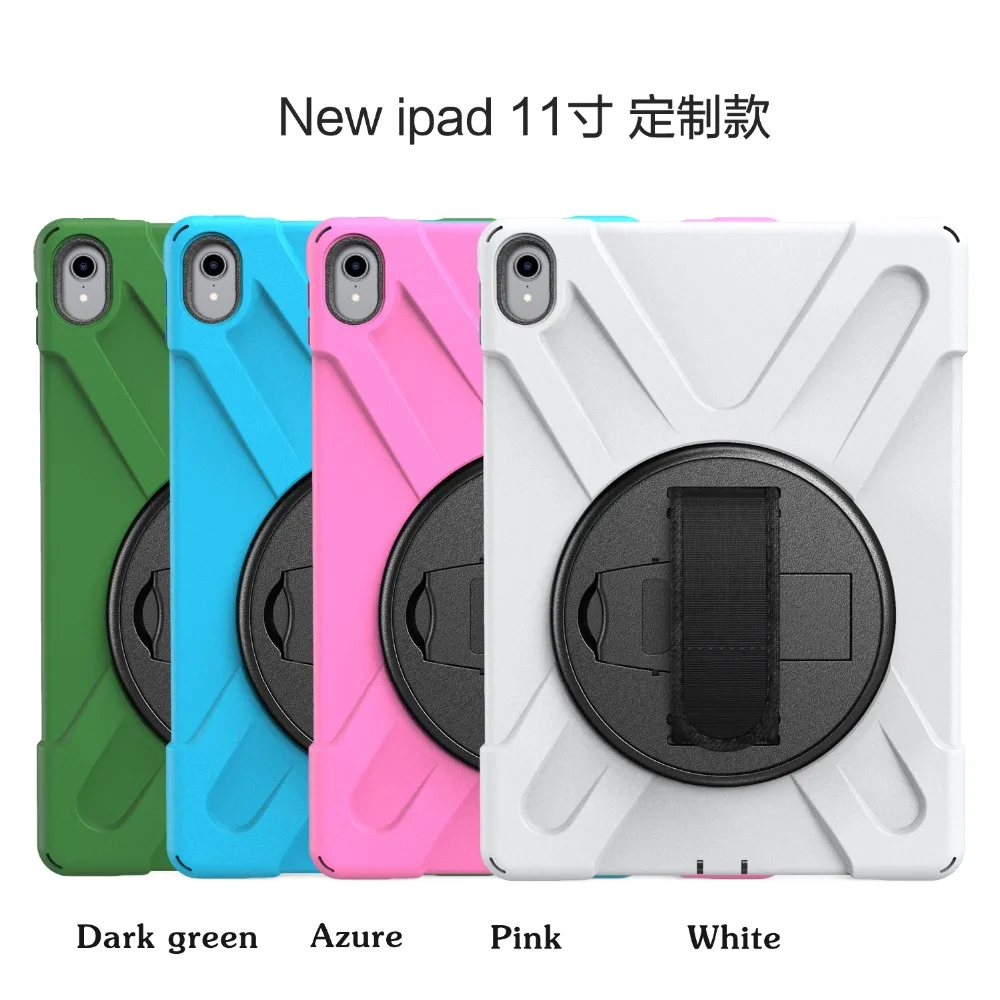 11'' New 360 Armor Coque for iPad Pro 11 2018 Case 360 Rotation Hand Strap Silicon PVC Cover for iPad Pro 11 Kids Cover (1)