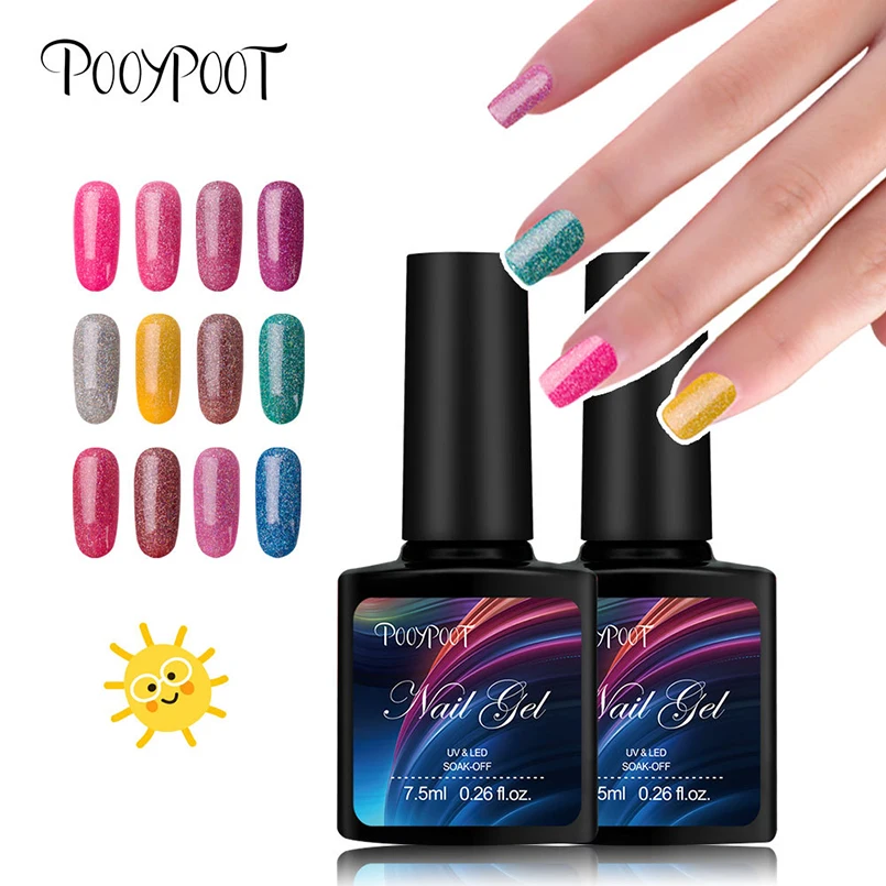 

7.5ML Rainbow Shimmer Glitter Gel Lacquer Gel Nail Polish Soak Off UV LED Nail Polish Nail Art Design UV Gel Varnishes Salon