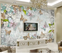 Special Offers Custom Any Size Interior 3D Butterfly Flower Pearl 3d Gorgeous Mediterranean TV Background Wall Silk Mural Wallpaper Special Offers Custom Any Size Interior 3D Butterfly Flower Pearl 3d Gorgeous Mediterranean TV Background Wall Silk Mural Wallpaper