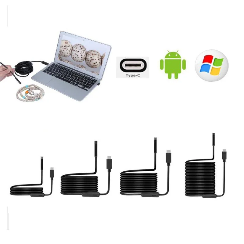 

USB-C / Type-C Endoscope Waterproof IP67 Snake Hard Tube Detection Camera Adapter 8mm Endoscope Hard Cable