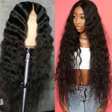 SimBeauty длинные глубокие волны кружевные передние человеческие волосы парики с детскими волосами средняя часть 130%-180% плотность предварительно выщипывание бесклеевой для женщин