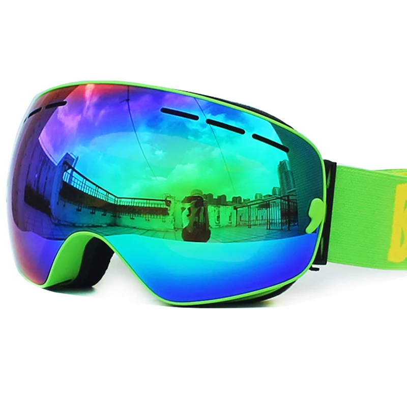 Benice двухслойные УФ противотуманные линзы мужские лыжные очки большие сферические лыжные Сноубординг снежные очки 3100+ футляр