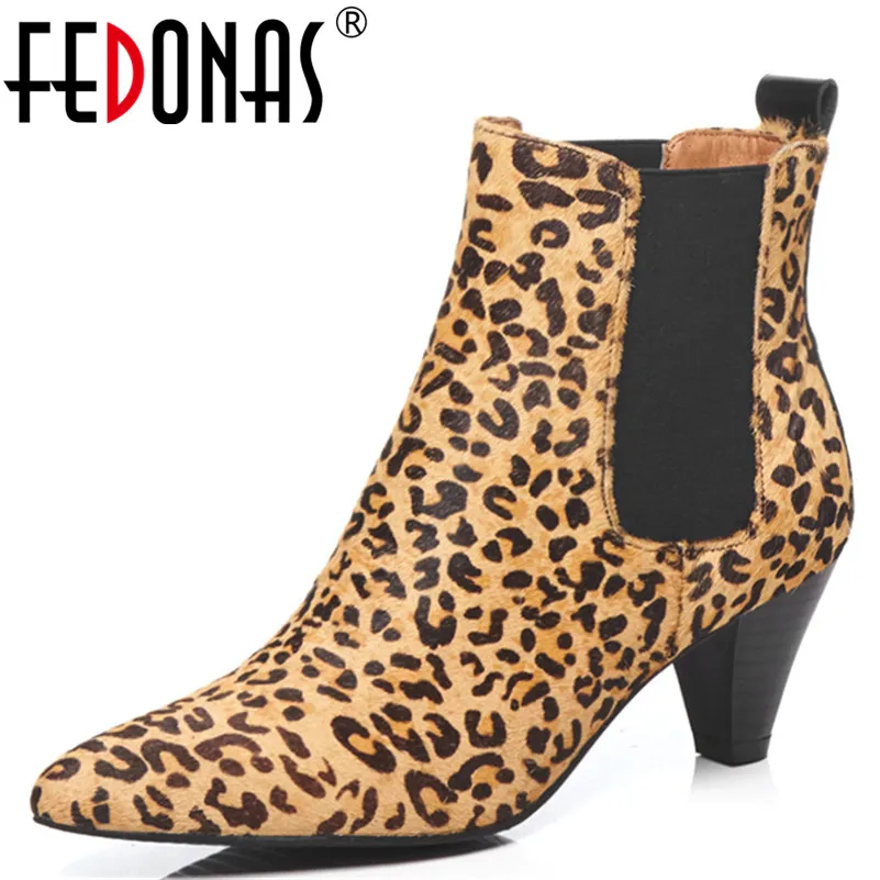 

FEDONAS 1New Women Ankle Boots Autumn Winter Warm Horse Hair High Heels Shoes Woman Pointed Toe Animal Prints Zipper Basic Boots