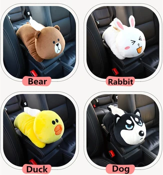 

Creative Car Armrest Tissue Box Multi-use Hanging Type Seat Back Type Car Shade Block Cartoon Cute Interior Accessories Washable
