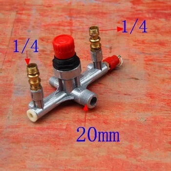 

Air compressor parts Bama bracket / wind / air compressor outlet 6 ports iron bracket with Safety valve adjustable pressure