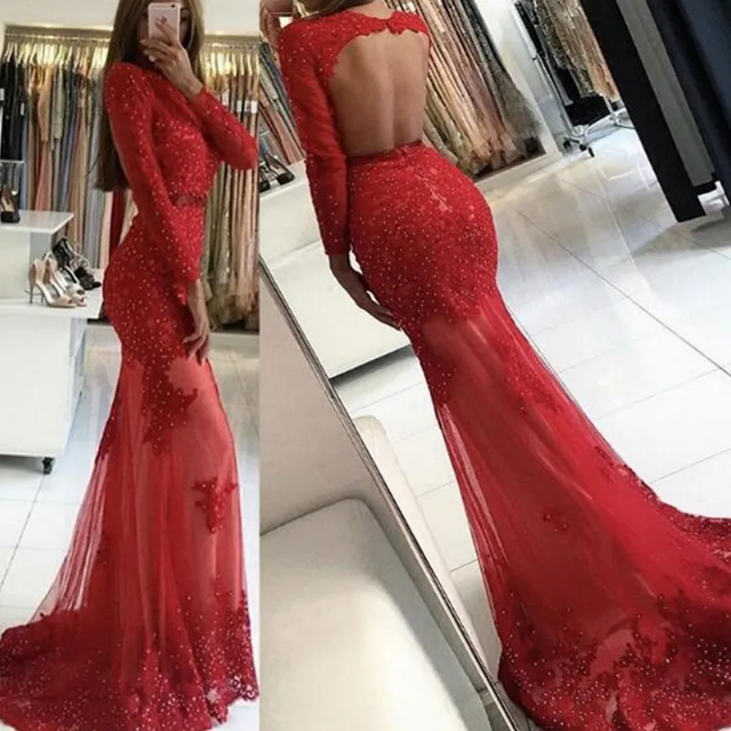 

belle robe de soiree longue Evening Dresses abendkleider abiye Mermaid Gown Evening Custom Made Sexy Evening Dress Full Sleeves