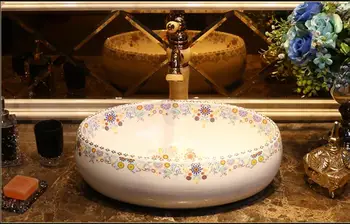 

Bathroom Porcelain Vanity North Europe Style Vessel Sink Ceramic Ancient Counter top Washbasin XR114-268