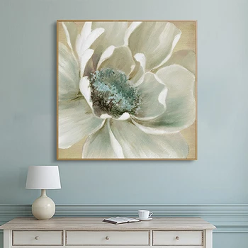 Günstige Abstrakte Große Weiße Blume Leinwand Malerei Moderne Print Poster Für Wohnzimmer Gang Mode Wand Kunst Bild Anlage Tableau Salon