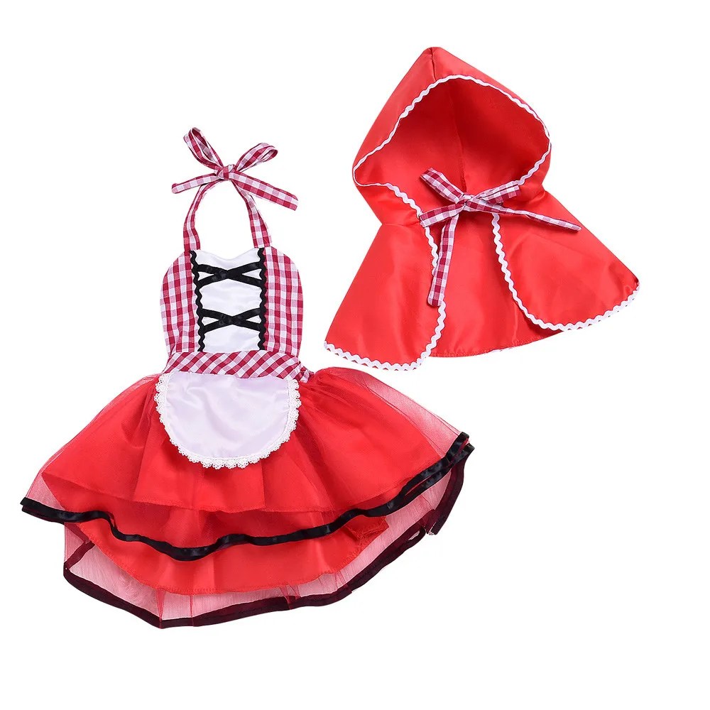 ARLONEET изысканные наряды для девочек 2 предмета, платье с фатиновой юбкой для новорожденных девочек красивый комплект с красным капюшоном, нарядное платье+ накидка, одежда
