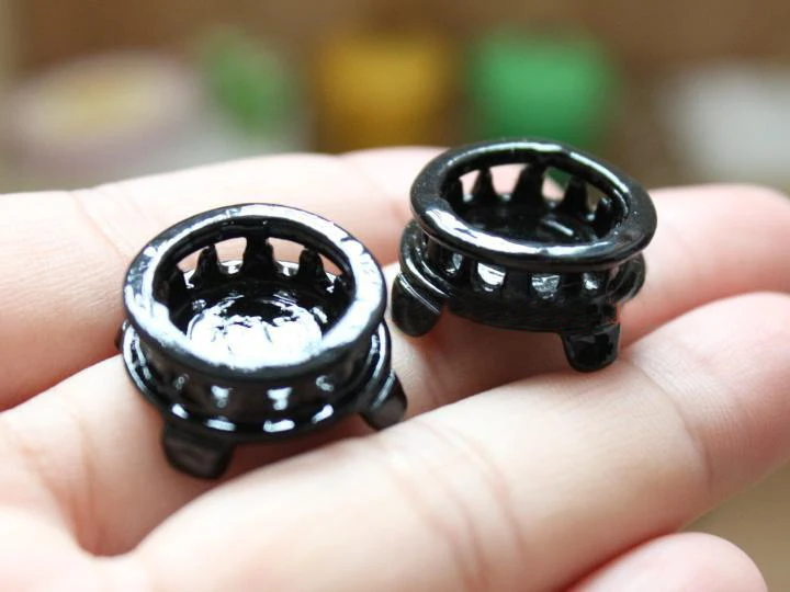 G10-X025 children baby gift Toy 1:12 Dollhouse mini Furniture Miniature rement accessories Black small stove 2pcs/set