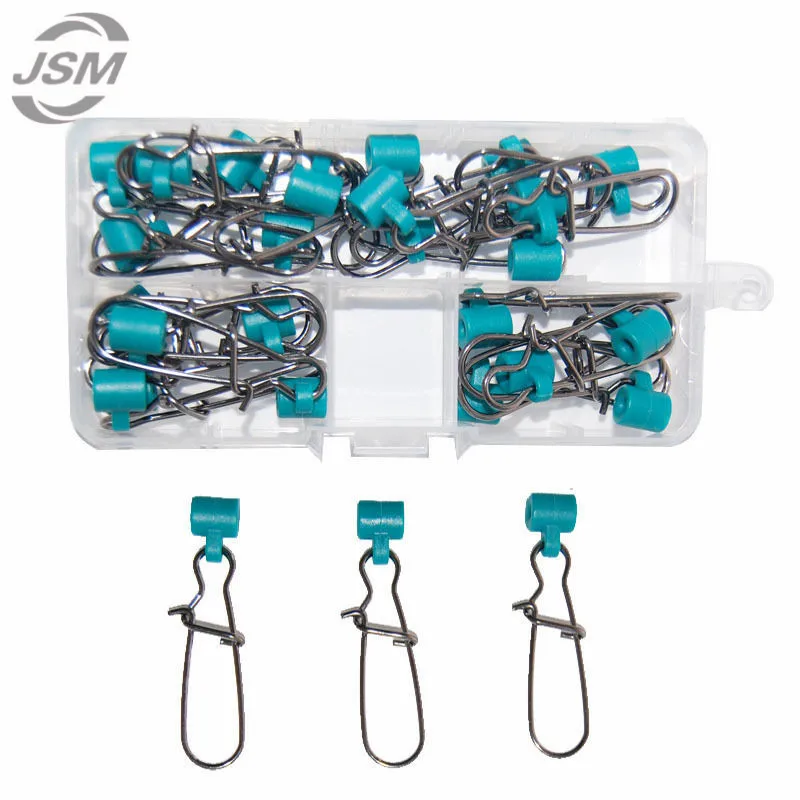 

JSM 25pcs Green Plastic Head Swivel With Nice Snap Fishing Sinker Slide Swivels For Braid Fishing Line Slider Tackle With Box