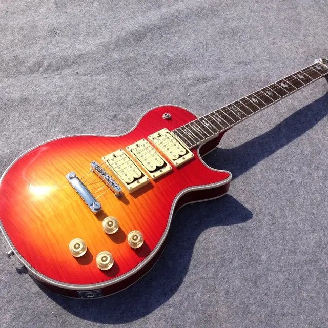 Best price at $256 Cheap Free shipping Lp Ace Frehley Electric guitar,bulky grain painting ,cherry sunburst ,3 hunbuckers pickups