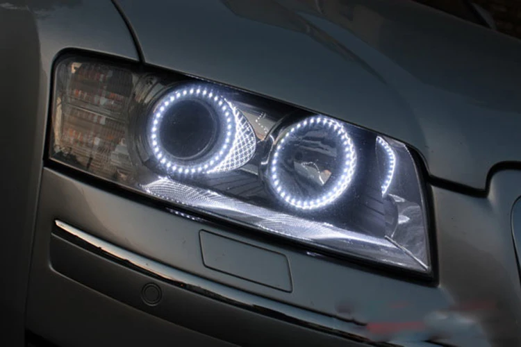 para Audi a8 2009 Acessórios Farol Multi-cor Rgb Led Anjo Olhos Auréola Anel Olho Drl rf Controle Remoto s8 2004 2005 2006 - 9 Acessórios para luzes do carro