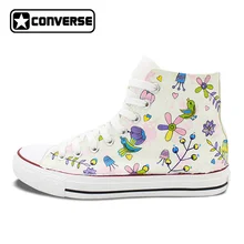 Пользовательские Ручная роспись Converse обувь Оригинальные Дизайн Twitter аромат цветов высокие холщовые кроссовки Для мужчин Для женщин Подарки