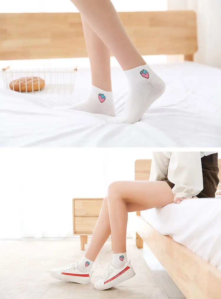 Harajuku/носки с фруктовым узором; женские хлопковые крутые короткие носки с буквенным принтом; хипстерские носки для скейтборда; забавные женские носки