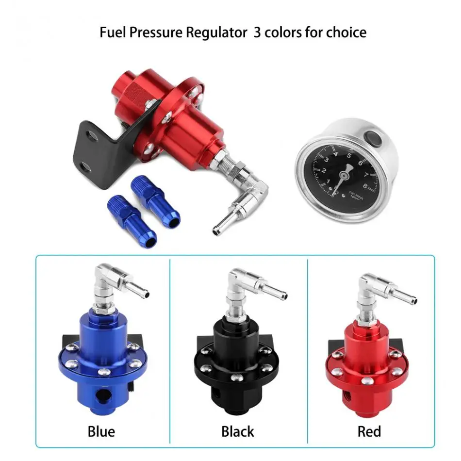 Universal Aluminum Adjustable FPR Fuel Pressure Regulator with Gauge