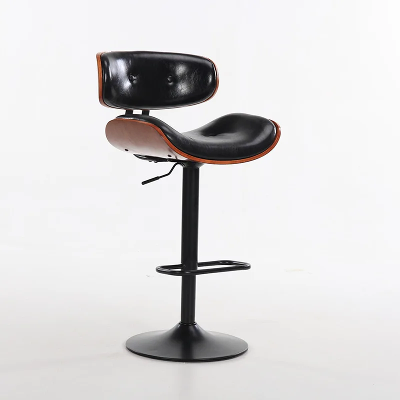 Ретро поднятое барное кресло с деревянной спинкой поворачивается PU сиденье Досуг высокий стул Эргономичный Многофункциональный передний стол барный стул - Цвет: A