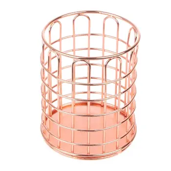 

Rose Gold Metal Pen Holder Box Case Organizer Office Home Desk Stationery Decor