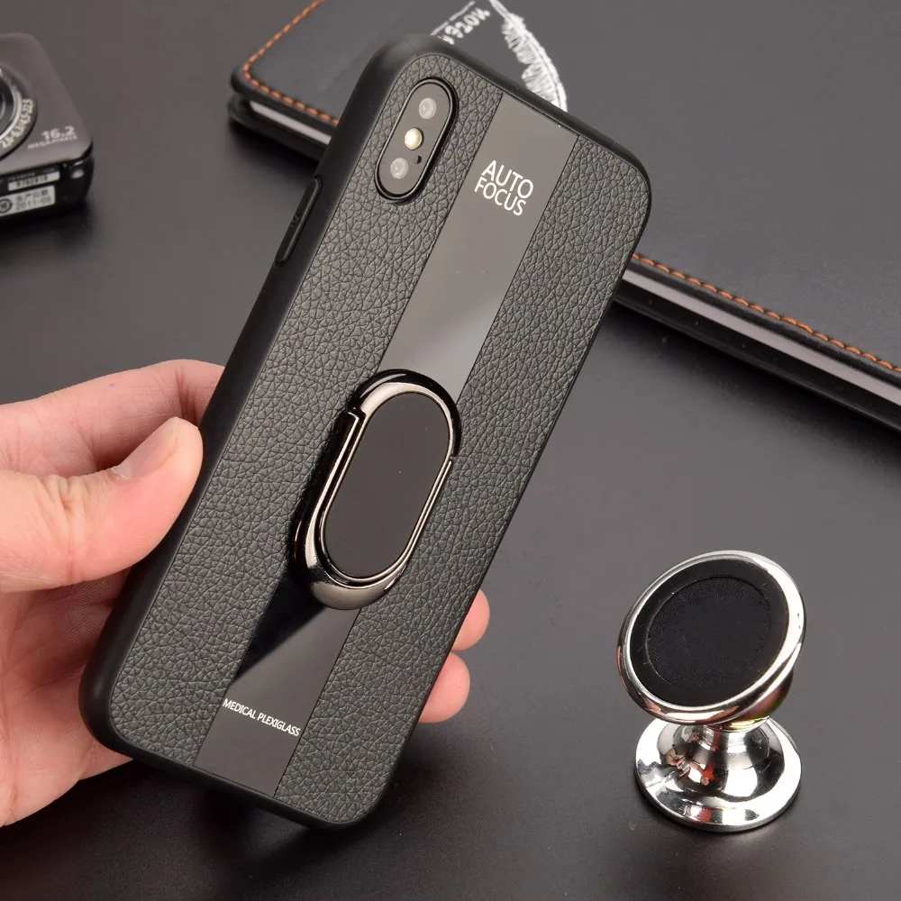 

Case For iPhone Xr X XS Max Cover Business Litchi Skin Magnetic Stand PU leather Man Case For iPhone X 7 8 Plus 6 6S Plus Cover
