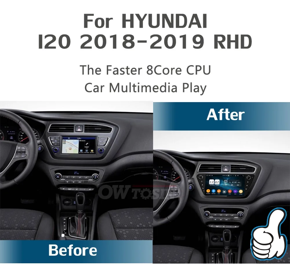 " ips 8Core 4+ 64G Android 9,0 автомобильный мультимедийный плеер для hyundai i20 LHD gps Радио DSP CarPlay Parrot BT