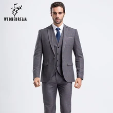 Мужской свадебный костюм с одной пуговицей светло-серые костюмы модный костюм Homme мужской костюм Slim Fit жених смокинг 3 шт.(куртка+ брюки+ жилет