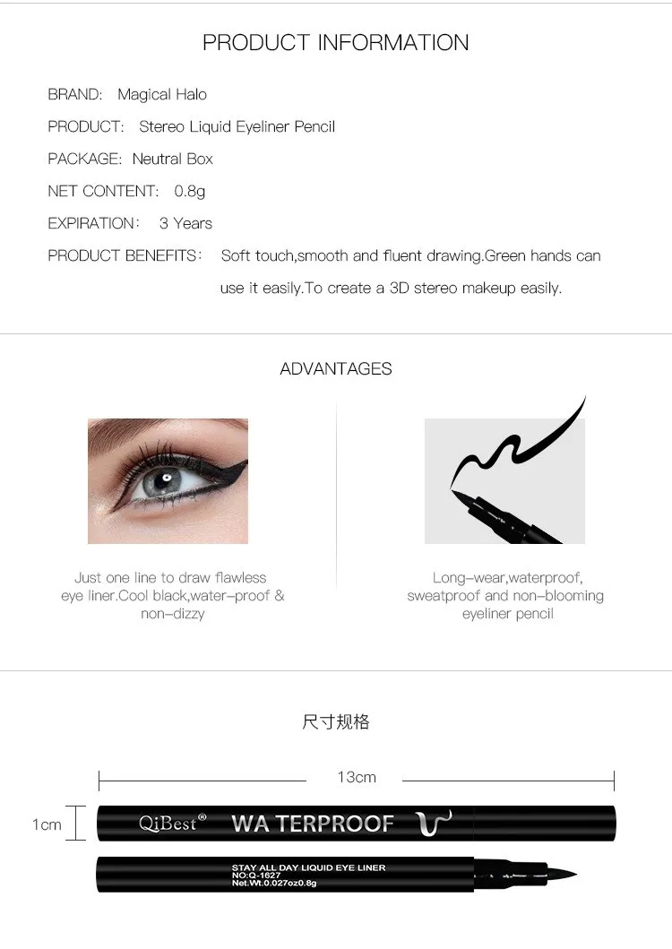 Mascara + Sombra + Delineador Lápis + Batom + Lip Cosméticos com Escova de Longa-duração para Mulheres Qibest Banda Pincel Maquiagem 6 Pcs 8 High Quality Beleza e saúde