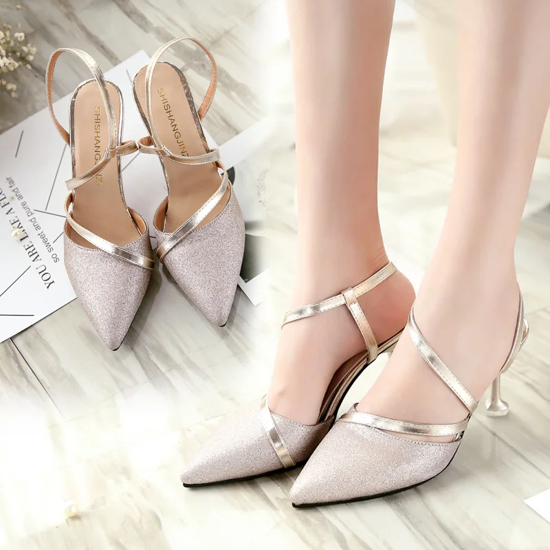 

Thin Heels Shoes Woman Pumps Ankle Cross Strap Sandals Shoes Woman Ladies Pointed Toe High Heels Dress Party Shoes