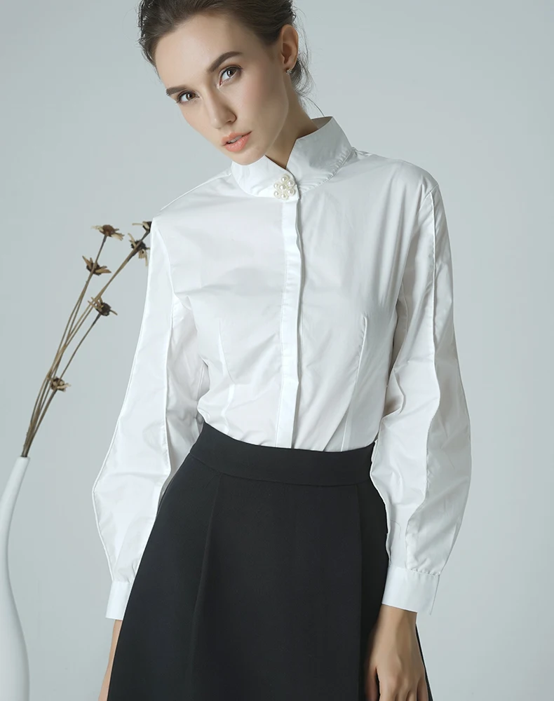 Blusa branca elegante para mulheres, blusa de